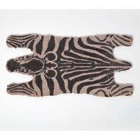 Homescapes Zebra Shaped Coir Animal Print Non-Slip Doormat in Black | Size: 38 cm x 75 cm