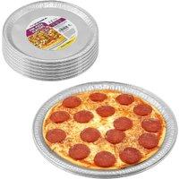 BARGAINS-GALORE Set Of 12 Foil Pizza Platters Disposable Pizza Trays Large Round Plate in Silver