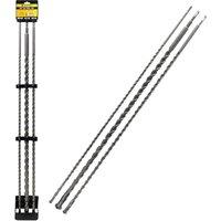BARGAINS-GALORE 3pc Sds Drill Bit Set Masonry Long Reach 1000mm Brick Block Concrete in Metallic Silver