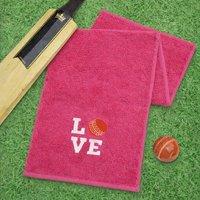 Duncan Stewart Love Sports Cricket Towel in Pink