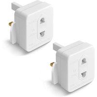Desiretech 2 Pack UK Shaver Adaptor Plug - Fused 1A 250V 2-Pin to 3-Pin Converter in White