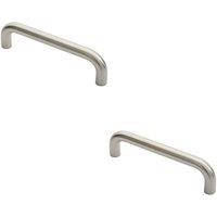Loops 2x Round D Bar Pull Handle 22mm Dia 225mm Fixing Centres Satin Stainless Steel in Metallics