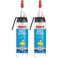 UniBond Mould Resistant Bath & Kitchen 'Silicone Sealant' White 104g, 2pk