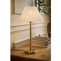 ValueLights Maura Scallop Pleated Tapered Shade Brushed Gold Twist Table Lamp