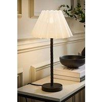 ValueLights Maura Scallop Pleated Tapered Shade Matte Black Twist Table Lamp