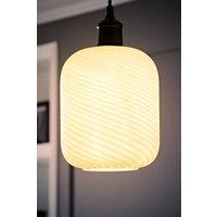 ValueLights Emery Frosted Oval Swirl Glass Easy Fit Ceiling Lamp Shade with Bulb in White