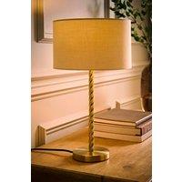ValueLights Maura Natural Lamp Shade Brushed Gold Twist Table Lamp & Bulb
