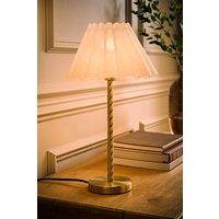 ValueLights Maura Scallop Pleated Taper Shade Brushed Gold Twist Table Lamp & Bulb