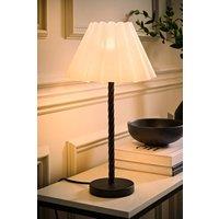 ValueLights Maura Scallop Pleated Taper Shade Matte Black Twist Table Lamp & Bulb