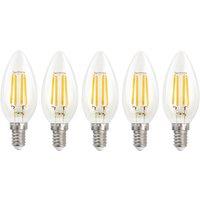Harper Living 4.5 Watts E14 LED Bulb Clear Candle Cool White Dimmable, Pack of 5
