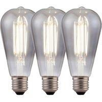 Harper Living 8 Watts ST64 E27 LED Bulb Smoked Cool White Dimmable, Pack of 3 in Mid Grey