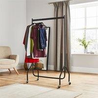 House of Home Clothes Rail Heavy Duty Quality Black Metal Stand Rack With Wheels 3ft Long x5ft Tall