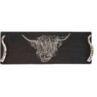 Selbrae House Slate Serving Tray - Small - Highland Cow - Gift Boxed in Dark Grey