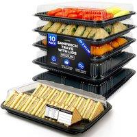 ebake Medium Serving Platter Trays with Clear Lids for Buffets, & Party Events in Black | Size: 25 Pack