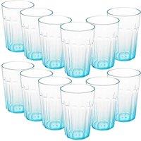 Greentainer Stackable Plastic Tumblers 350ml 12-Piece Set Water Glasses Cups in Blue