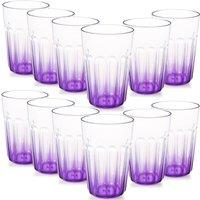 Greentainer Stackable Plastic Tumblers 350ml 12-Piece Set Water Glasses Cups in Purple