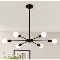 NIVOR 6 light Sputnik Industrial Chandelier Mid Century Flush Mount Ceiling in Black