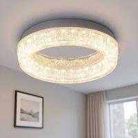 NIVOR 1-Light 31cm LED Acrylic Crystal Flush Mount Round Ceiling Warm Light in Clear