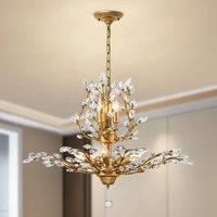 NIVOR 7 Light Crystal Empire Chandelier Retro Adjustable Pendant E14 Gold