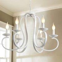 NIVOR 6 Lights French Country Chandelier Candle Vintage Metal Pendant E14 in White