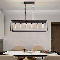 NIVOR 6 Light Iron Cage Flush Mount Ceiling Black Pandent for Kitchen E27