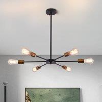 NIVOR 6 light Sputnik Industrial Chandelier Mid Century Flush Mount Ceiling in Black