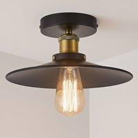 NIVOR 1 Light Industrial Aluminum Flush Mount Ceiling Black E27 (Set of 2) in Jet Black
