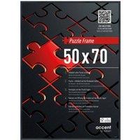 nielsen Puzzle Frame Aluminium 50x70cm - Shatterproof Glass, Push/Turn Clips in Black | Size: 50x70 cm