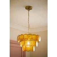 ValueLights Juliette Dimpled Glass Disc 3 Tier Chandelier Ceiling Pendant Light in Pale Orange
