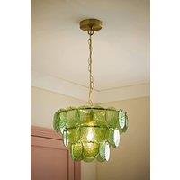 ValueLights Juliette Dimpled Glass Disc 3 Tier Chandelier Ceiling Pendant Light in Bright Green