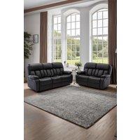 More4Homes Chester Manual Recliner Bonded Leather 2+3 Seater Sofa Set in Black