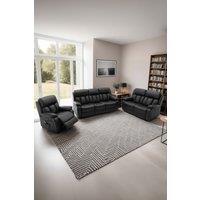 More4Homes Chester Manual Recliner Bonded Leather 1+2+3 Seater Sofa Set in Black