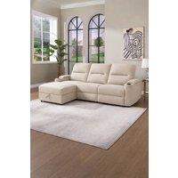More4Homes Avery 3 Seater Electric Recliner Chaise Lounge Fabric Sofa in Beige