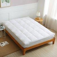 Homes-Linen Duck Feather Mattress Topper 7cm Deep Extra Plump Cotton Cover in White | Size: Super King