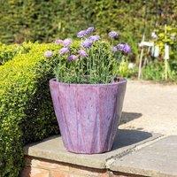 Primrose Round Glazed Terracotta Planter In Glossy Purple Mix 41cm