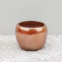 Primrose Round Garden Planter in Glazed Metallic Bronze Finish 41cm in Metallics