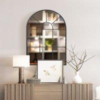 HOMCOM Modern Arched Window Wall Mirror for Living Room Bedroom in Black