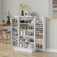 HOMCOM Freestanding Kitchen Storage Cabinet with Spice Racks in White