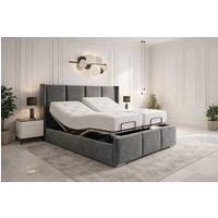 PARADISE BEDS LTD York Electric Adjustable Comfortable Bed with Headboard & Mattress in Grey | Size: King