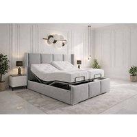 PARADISE BEDS LTD York Electric Adjustable Comfortable Bed with Headboard & Mattress in Silver | Size: King