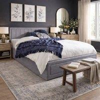 Aspire Camden Grey Linen Ottoman Storage Bed Quilted End Lift | Size: Double