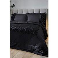Catherine Lansfield 'Lattice Cut Velvet' Bedspread in Black