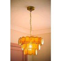 ValueLights Juliette Glass Disc 3 Tier Chandelier Ceiling Pendant Light & Bulb in Pale Orange