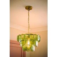 ValueLights Juliette Glass Disc 3 Tier Chandelier Ceiling Pendant Light & Bulb in Bright Green