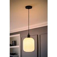 ValueLights Emery Frosted Swirl Glass Black Single Diner Ceiling Light & Bulb in White