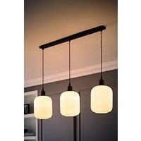 ValueLights Emery Frosted Swirl Glass 3 Drop Black Diner Ceiling Light & Bulbs in White