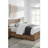 Time4sleep Brookes Wooden Ottoman Storage - Bed Frame in Light Oak | Size: Double