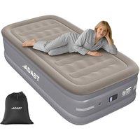 ADABT Luxury Air Bed Single Size Air Mattress with Built-in Electric Pump in Light Grey