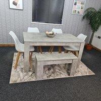 KOSY KOALA Dining Table with 4 chairs & a bench kitchen dining set in Grey | Size: 140 cm x 80 cm