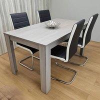KOSY KOALA Modern Grey Dining Table With 4 Black Chairs Dining Room Furniture Set